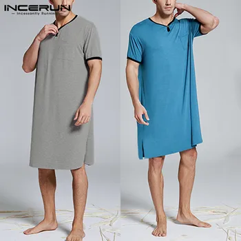 Men Sleep Tops Short Sleeve Summer Homewear Loose Breathable Long Solid Casual Sleepwear V Neck Men Sleepwear INCERUN Plus Size
Men Sleep Tops Short Sleeve Summer Homewear Loose Breathable Long Solid Casual Sleepwear V Neck Men Sleepwear INCERUN Plus Size