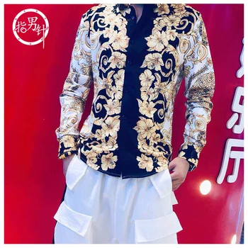 2019 early autumn new European and American men slim printed shirt men long sleeve personality trend shirt
2019 early autumn new European and American men slim printed shirt men long sleeve personality trend shirt