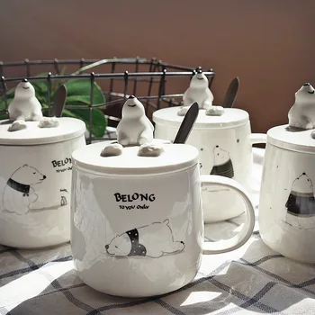 Creative Cute Polar Bear Ceramic Mug Cartoon Breakfast Milk Cup with Lid Scoop 310ml Household Coffee Mugs Children's Juice Cups
Creative Cute Polar Bear Ceramic Mug Cartoon Breakfast Milk Cup with Lid Scoop 310ml Household Coffee Mugs Children's Juice Cups