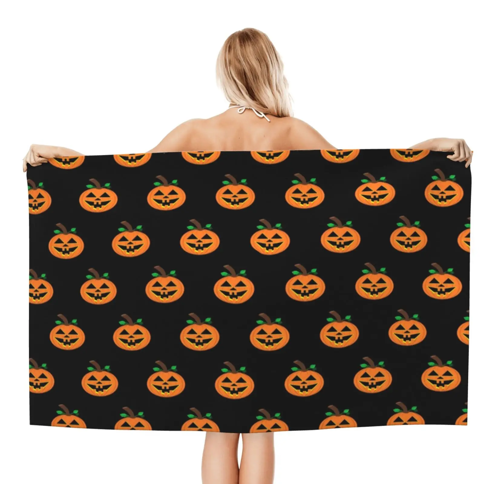 Halloween Pumpkin Pattern Beach Towel XL Bath Personalized Design Sand Cloud Luxury Towels Bathroom | Дом и сад