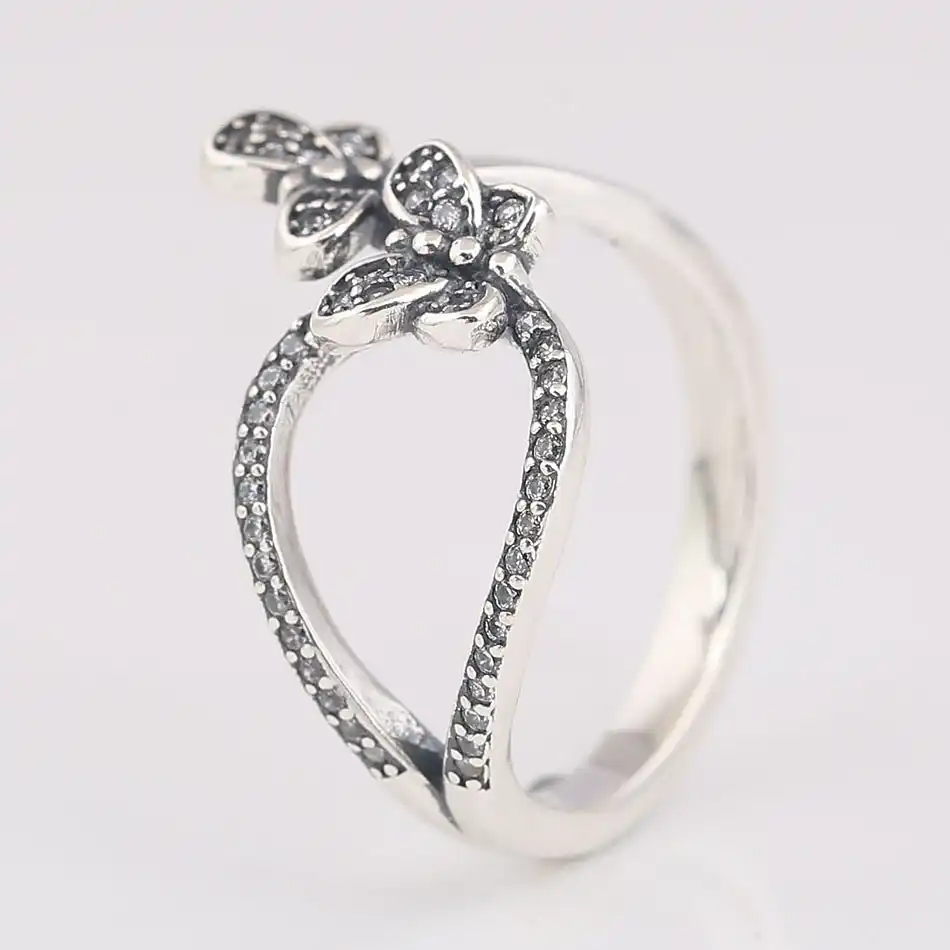 original bedazzling butterflies with crystal rings for women 925