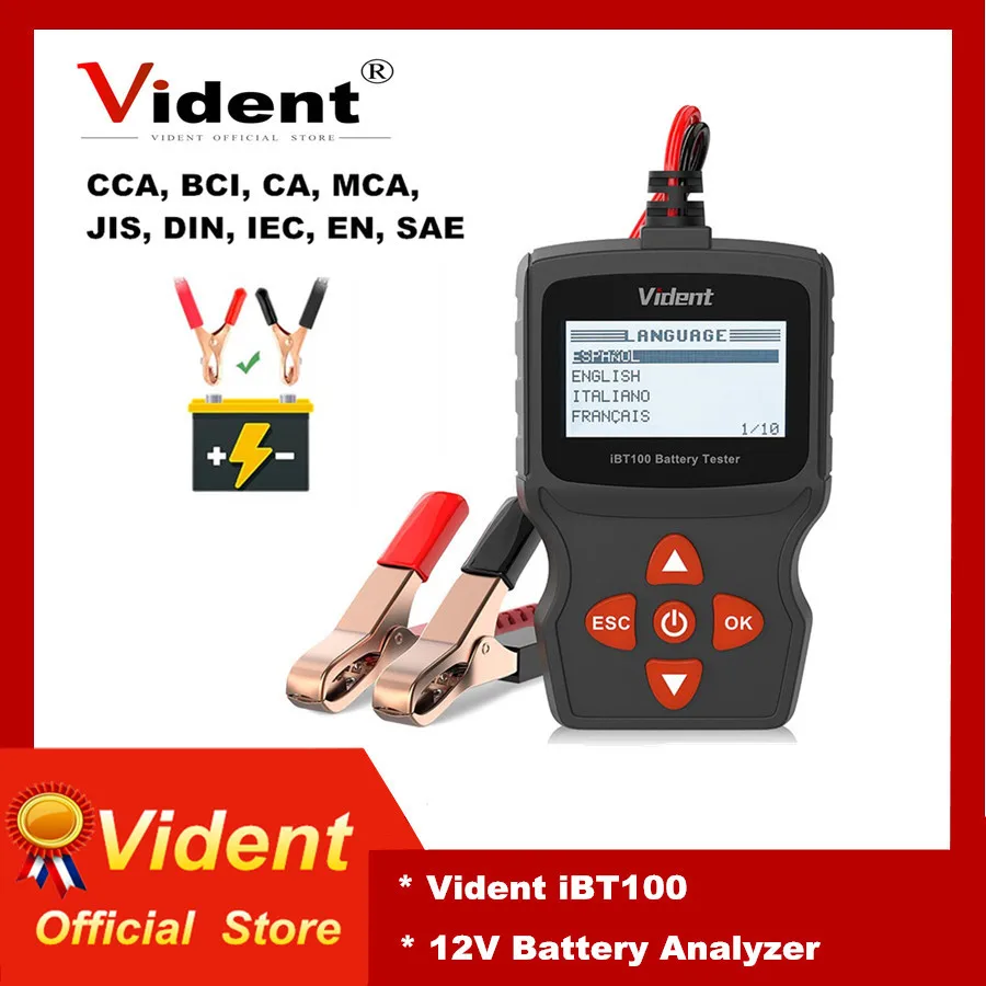 Vident iBT100 12V Automotive Battery Analyzer rated from 100 to 1100CCA for flooded, AGM and GEL 
Vident iBT100 12V Automotive Battery Analyzer rated from 100 to 1100CCA for flooded, AGM and GEL