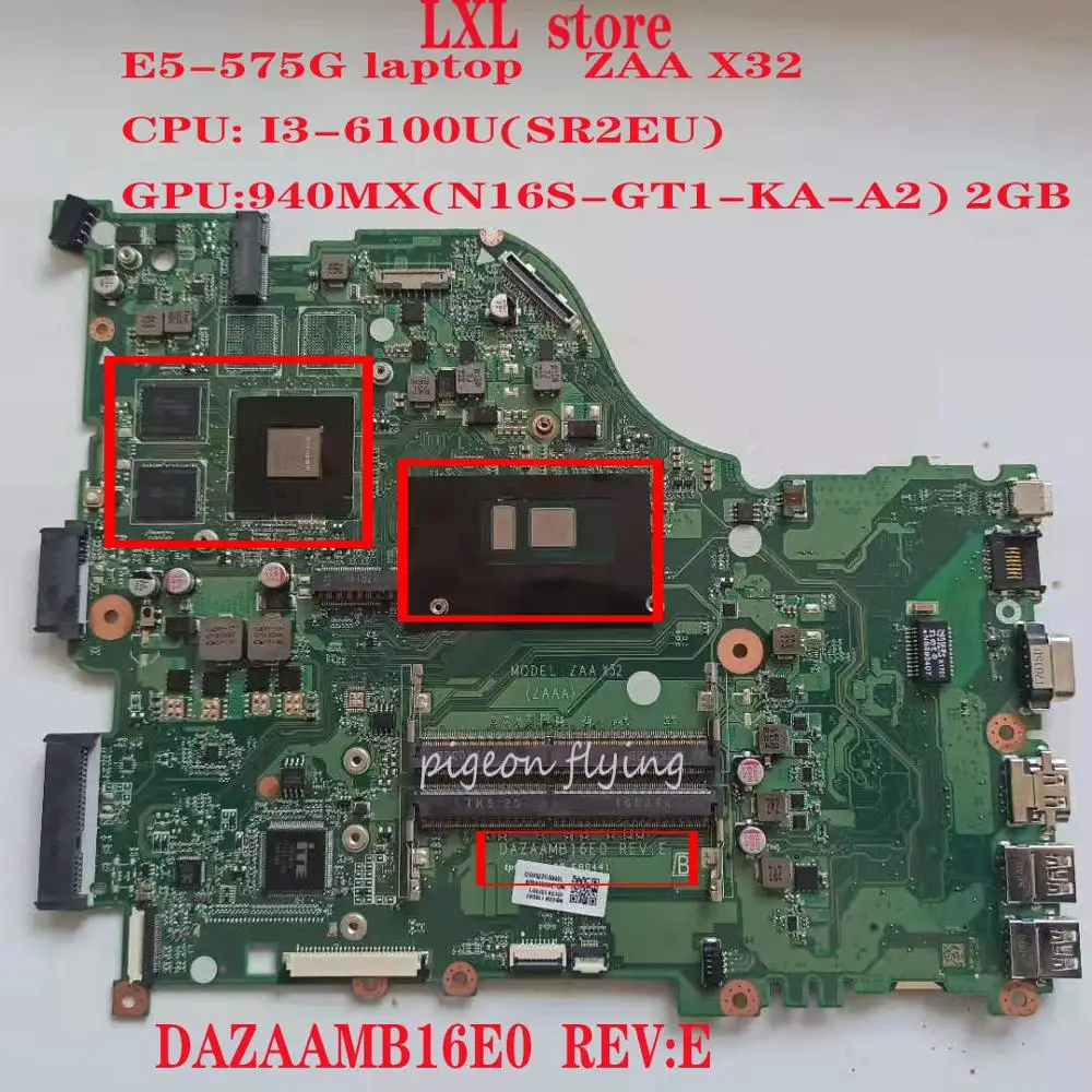 Материнская плата для ноутбука Para ACER Aspire материнская процессор Com GPU REV: DAZAAMB16E0 100%