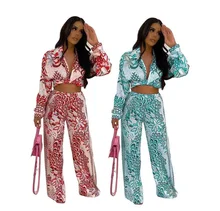 RStylish 2021 Autumn Women Printed Long Sleeve Turn Down Collar Elastic Lace Up Crop Top Pants Two Piece Sets
RStylish 2021 Autumn Women Printed Long Sleeve Turn Down Collar Elastic Lace Up Crop Top Pants Two Piece Sets