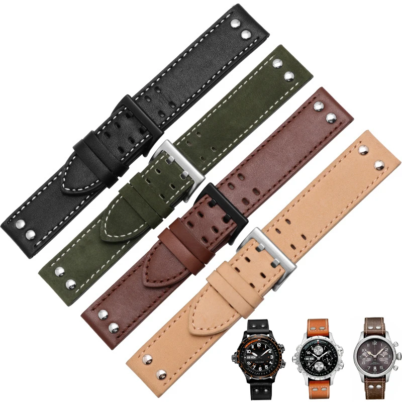 20mm22mm Military Style Genuine leather watchband Black Brown Green khaki wristband Replacement stray Hamilton watch accessories
20mm22mm Military Style Genuine leather watchband Black Brown Green khaki wristband Replacement stray Hamilton watch accessories