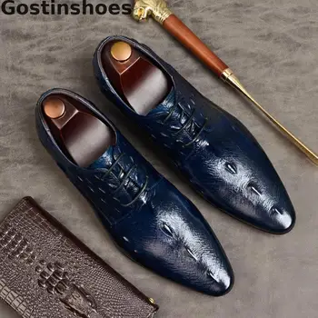 Luxury Men Derby Shoes Formal Genuine Leather Black Brown Blue Color Crocodile Printed Lace-up Dress Shoes Men Leather Shoes
Luxury Men Derby Shoes Formal Genuine Leather Black Brown Blue Color Crocodile Printed Lace-up Dress Shoes Men Leather Shoes