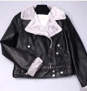 Women Autumn Winter Slim Zipper Leather Jacket Short Warm Faux Fur Coat Turn-Down Collar Motorcyle Biker Jacket 
Women Autumn Winter Slim Zipper Leather Jacket Short Warm Faux Fur Coat Turn-Down Collar Motorcyle Biker Jacket