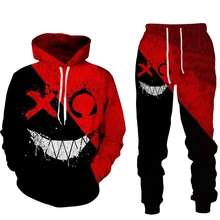 Demon Smile Print Men's Fashion Hoodie Sport Suits 2pc Men's Clothes Jogging Casual Sportswear Men's Hoodies + Pants Two Piece S
Demon Smile Print Men's Fashion Hoodie Sport Suits 2pc Men's Clothes Jogging Casual Sportswear Men's Hoodies + Pants Two Piece S
