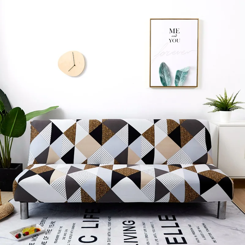 Brown Plaid sofa bed cover