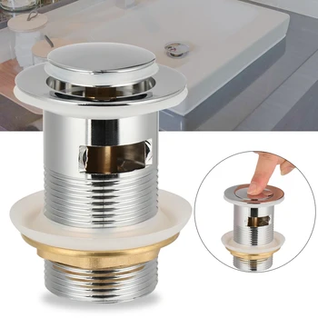 Click Slotted Basin Waste Sink Tap Zinc Alloy Drainer Overflow Hole Push Button Push Button Pop Up Clack Plug Kit High Quality