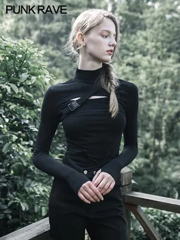 PUNKRAVE Functional Wind High Collar Hollow Long-sleeved T-shirt Female Dark Black Slim Bottoming Shirt Early Autumn Shirt Tide
PUNKRAVE Functional Wind High Collar Hollow Long-sleeved T-shirt Female Dark Black Slim Bottoming Shirt Early Autumn Shirt Tide