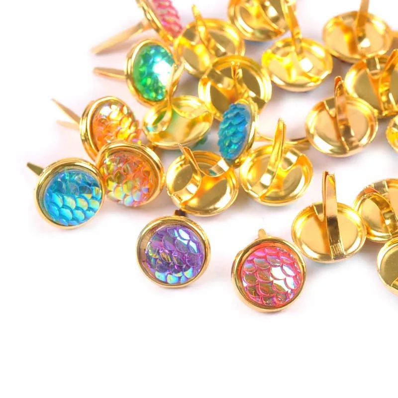 Description Picture 2 of item13x13mm 20Pcs Mix Squama Pattern Brads For DIY Scrapbooking Embellishments Fastener Metal Crafts Brad Accessories Decor c2261
