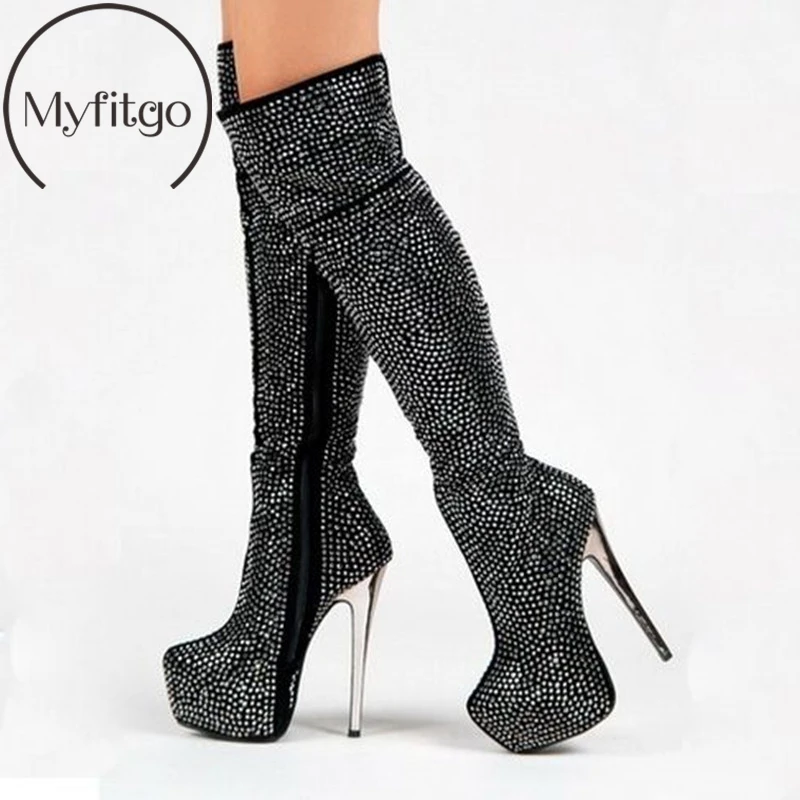 Myfitgo Crystal Long Boots Thin High Heels Black Women Over the Knee Boots Party Shoes Platform Thigh High Boots For Ladies Sexy
Myfitgo Crystal Long Boots Thin High Heels Black Women Over the Knee Boots Party Shoes Platform Thigh High Boots For Ladies Sexy