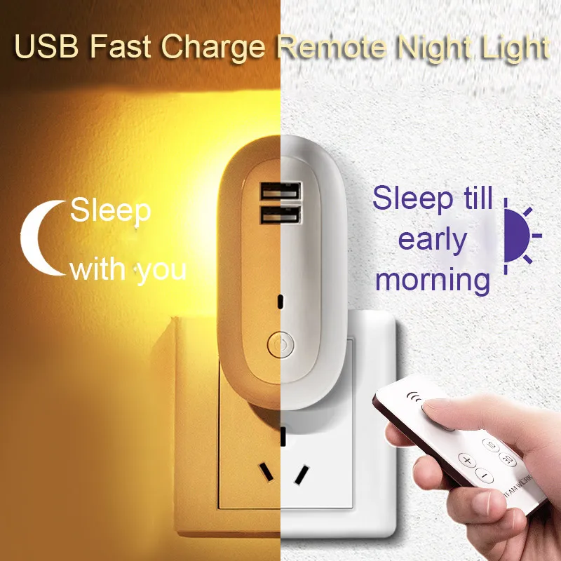 LED Night Light with Dual USB Wall Charger Bedroom Bedside Nursing Lamp Remote Control Lamp ALI88
LED Night Light with Dual USB Wall Charger Bedroom Bedside Nursing Lamp Remote Control Lamp ALI88