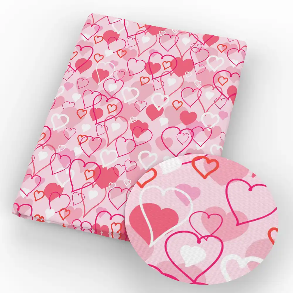 50*145cm valentines day love heart flower printed polyester