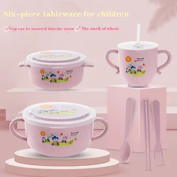 6pcs Wheat Straw Baby Cartoon Tableware Set kids soup bowl With Spoon fork kids lunch box Can microwave food storage container
6pcs Wheat Straw Baby Cartoon Tableware Set kids soup bowl With Spoon fork kids lunch box Can microwave food storage container