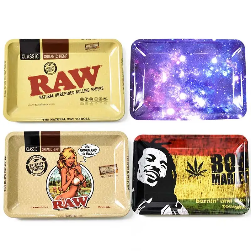 

18*12.5 cm table small raw women cigarette joint smoking dish metal tin tobacco weed rolling paper tray storage