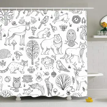 Shower Curtain Set with Hooks 66x72 Doodles Fall Woodland Pattern Autumn Boundless Hedgehog Trees Character Bee Tree Animals
Shower Curtain Set with Hooks 66x72 Doodles Fall Woodland Pattern Autumn Boundless Hedgehog Trees Character Bee Tree Animals