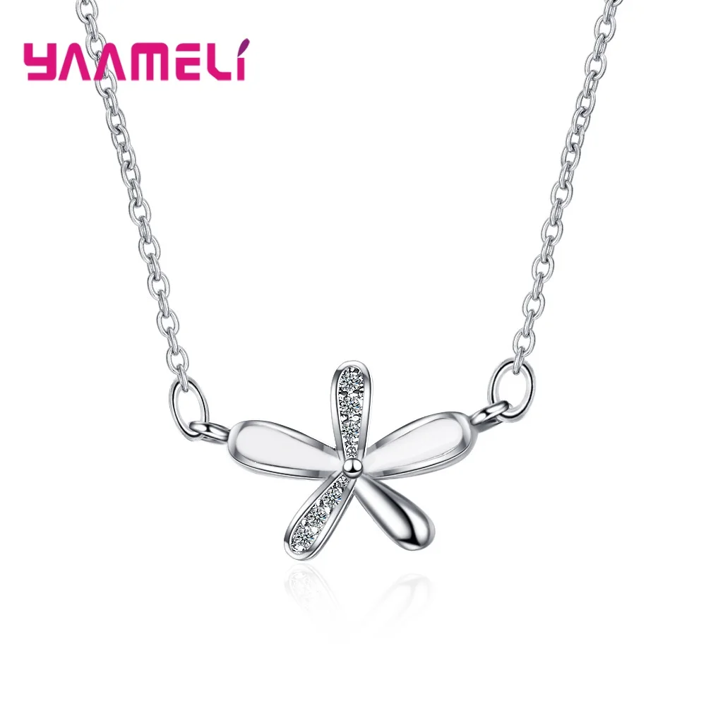 

925 Sterling Silver Collar Clavicle Necklace New Fashion Austrian Crystal Cubic Zircon Flower Charms Chokers for Women Gift