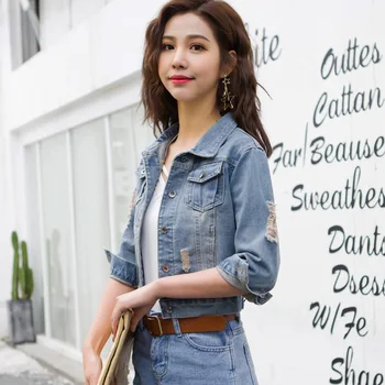 2020 Spring&Autumn Denim Jacket Women's Short Slim Korean New Skinny Student Cropped Sleeve Denim Jacket High Waist Clothes
2020 Spring&Autumn Denim Jacket Women's Short Slim Korean New Skinny Student Cropped Sleeve Denim Jacket High Waist Clothes