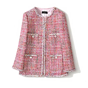Korean loose sweet women tweed coats 2019 autumn winter female elegant pink plaid jackets celebrity high quality weave coat y455
Korean loose sweet women tweed coats 2019 autumn winter female elegant pink plaid jackets celebrity high quality weave coat y455