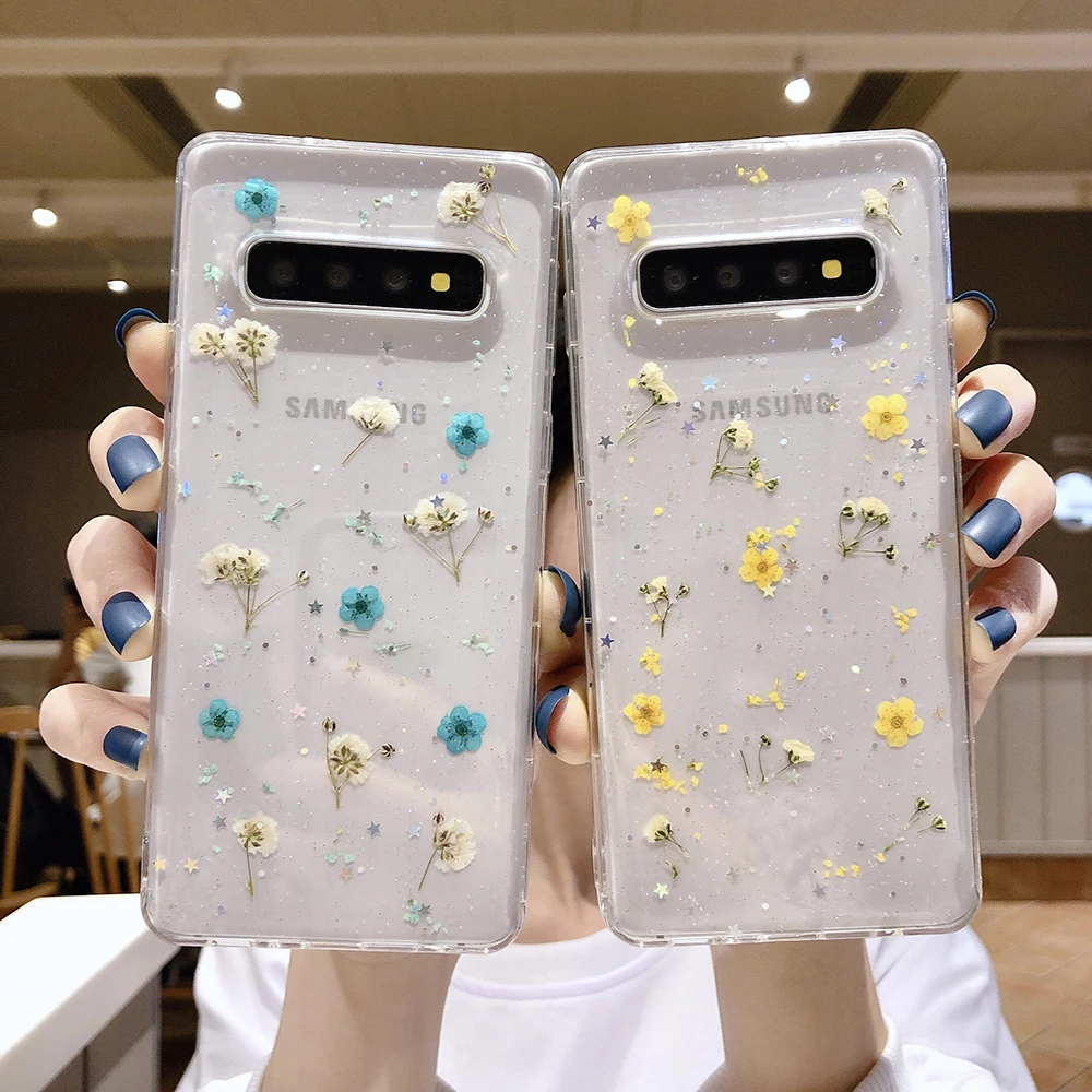 Чехол LOVECOM для телефона с сушеными настоящими цветами Samsung Galaxy S21 S20 S10 S9 S8 Plus A51 A21S A71