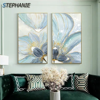 Nordic Fantasy Blue Lotus Canvas Painting Abstract Golden Poster Baby Blue Wall Picture for Living Room Modern Flower Wall Art
Nordic Fantasy Blue Lotus Canvas Painting Abstract Golden Poster Baby Blue Wall Picture for Living Room Modern Flower Wall Art