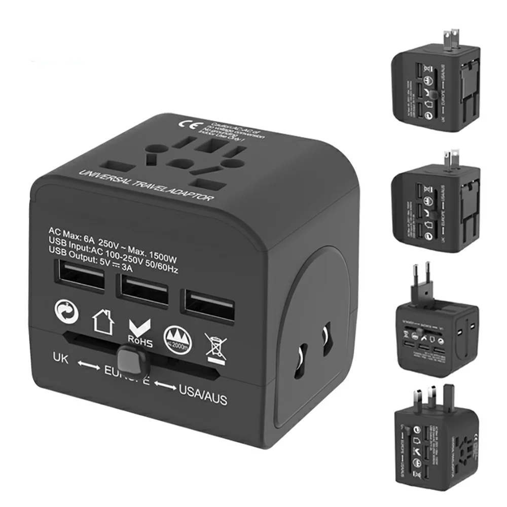 Universal Travel Adapter All-in-one International Power Adapter Charger With 3 USB Ports For US/EU/AU/UK
Universal Travel Adapter All-in-one International Power Adapter Charger With 3 USB Ports For US/EU/AU/UK
