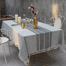 Cotton and linen tablecloth, wrinkle-free and fade-proof tablecloth, can be used for indoor and outdoor meals tassel table cover Cotton and linen tablecloth, wrinkle-free and fade-proof tablecloth, can be used for indoor and outdoor meals tassel table cover