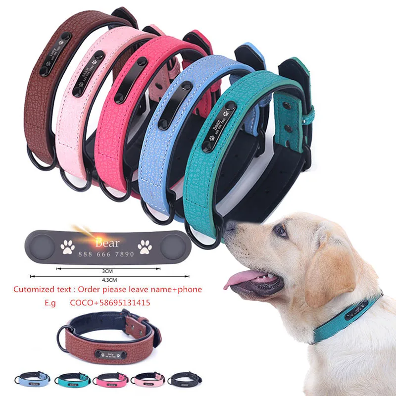 YVYOO Personalized Dog Collars adjustable Soft Leather Custom Dog Collar ID Tags For Cat puppy Large Dogs collar Pet Accessories
YVYOO Personalized Dog Collars adjustable Soft Leather Custom Dog Collar ID Tags For Cat puppy Large Dogs collar Pet Accessories