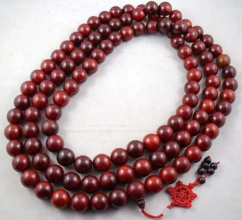 

15mm Big Tibetan Buddhism 108 Red Sandalwood Prayer Bead Mala Necklace