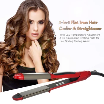 2-In-1 Flat Iron Hair Curler & Straightener LCD Temperature Adjustment & 3D Tourmaline Heating Plate Hair Styling Curling Wand
2-In-1 Flat Iron Hair Curler & Straightener LCD Temperature Adjustment & 3D Tourmaline Heating Plate Hair Styling Curling Wand