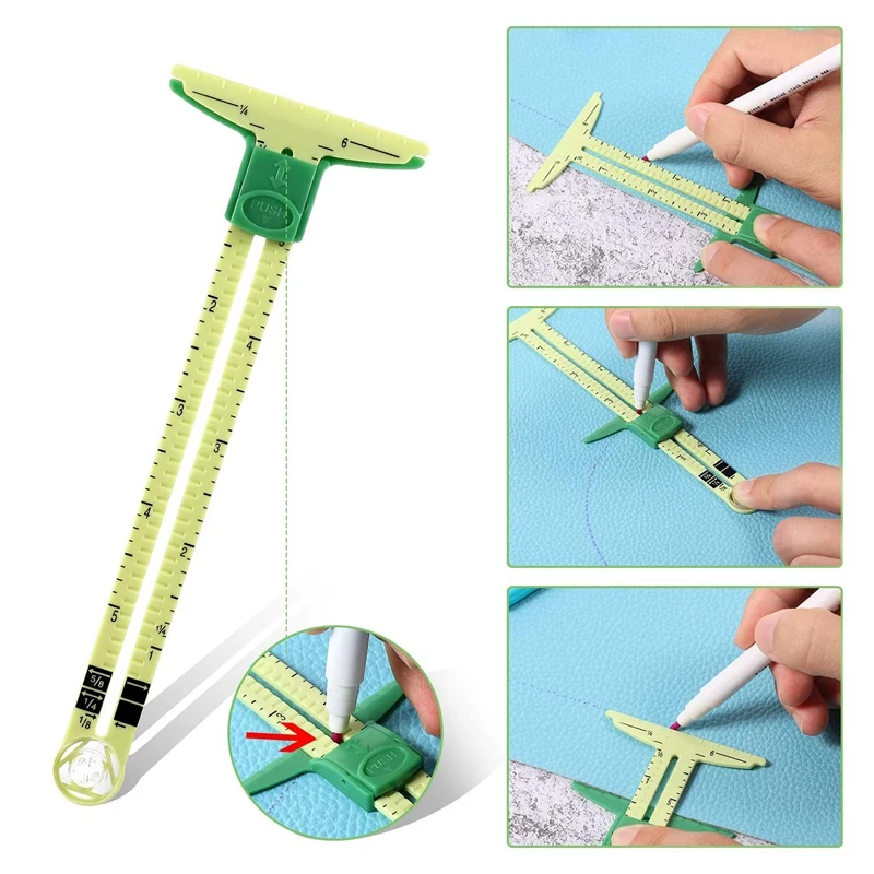 2 Pieces of Sliding Gauge Measuring Sewing Tool, 5 in 1 Sliding Gauge for Knitting Hand Sewing Beginner Supplies
2 Pieces of Sliding Gauge Measuring Sewing Tool, 5 in 1 Sliding Gauge for Knitting Hand Sewing Beginner Supplies