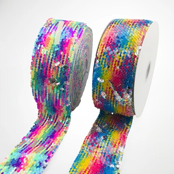 3 inch wide 75 mm Reversible Sequin Fabric Ribbon 
3 inch wide 75 mm Reversible Sequin Fabric Ribbon