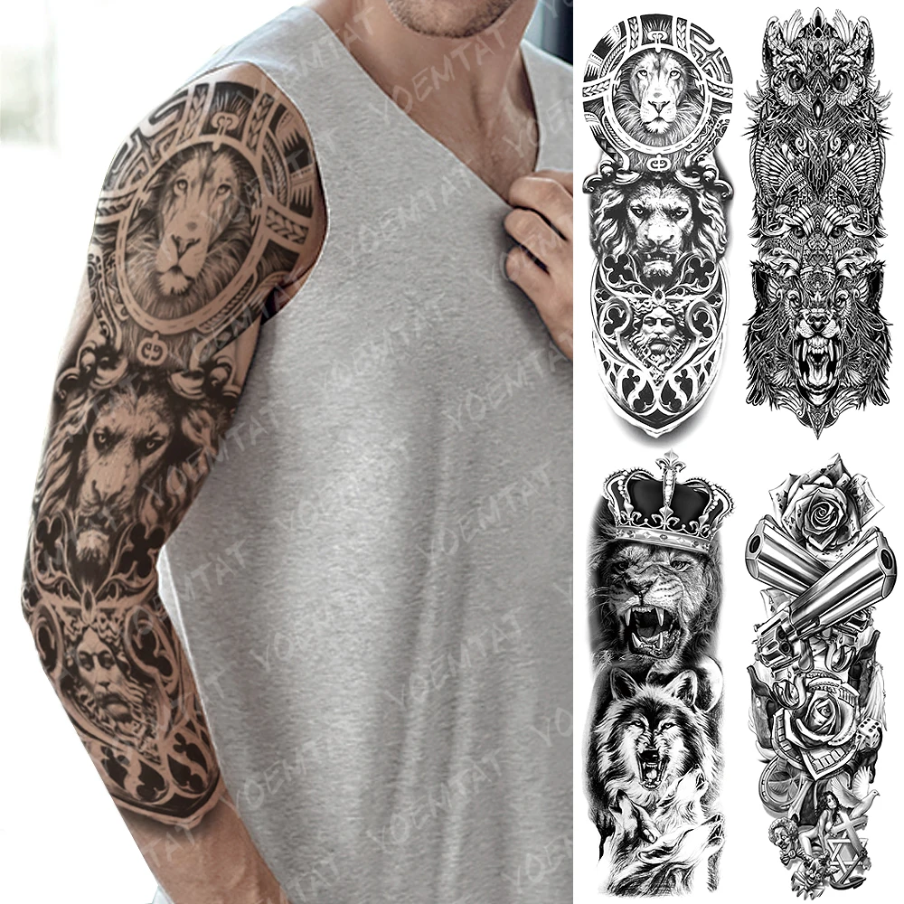 Large Arm Sleeve Tattoo Lion Crown Wolf King Waterproof Temporary Tatto Sticker Rose Clock Warrior Body Art Full Fake Tatoo
Large Arm Sleeve Tattoo Lion Crown Wolf King Waterproof Temporary Tatto Sticker Rose Clock Warrior Body Art Full Fake Tatoo