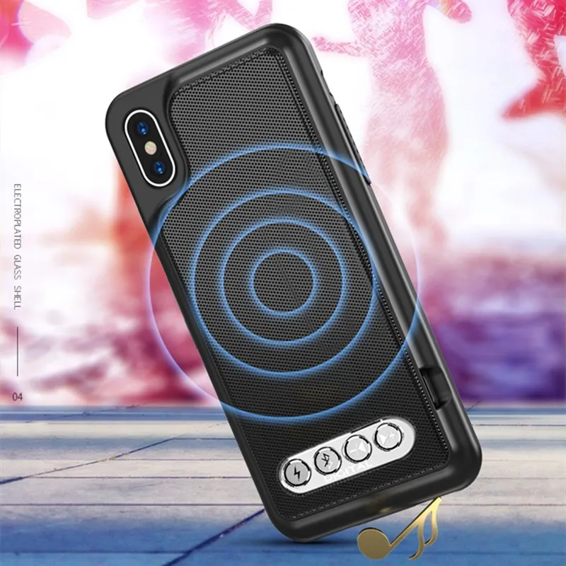 Защитный чехол 3 в 1 с Bluetooth-динамиком Hi-Fi Жесткий Чехол из ТПУ для iPhone 6 6S 7 8 Plus X XS Max