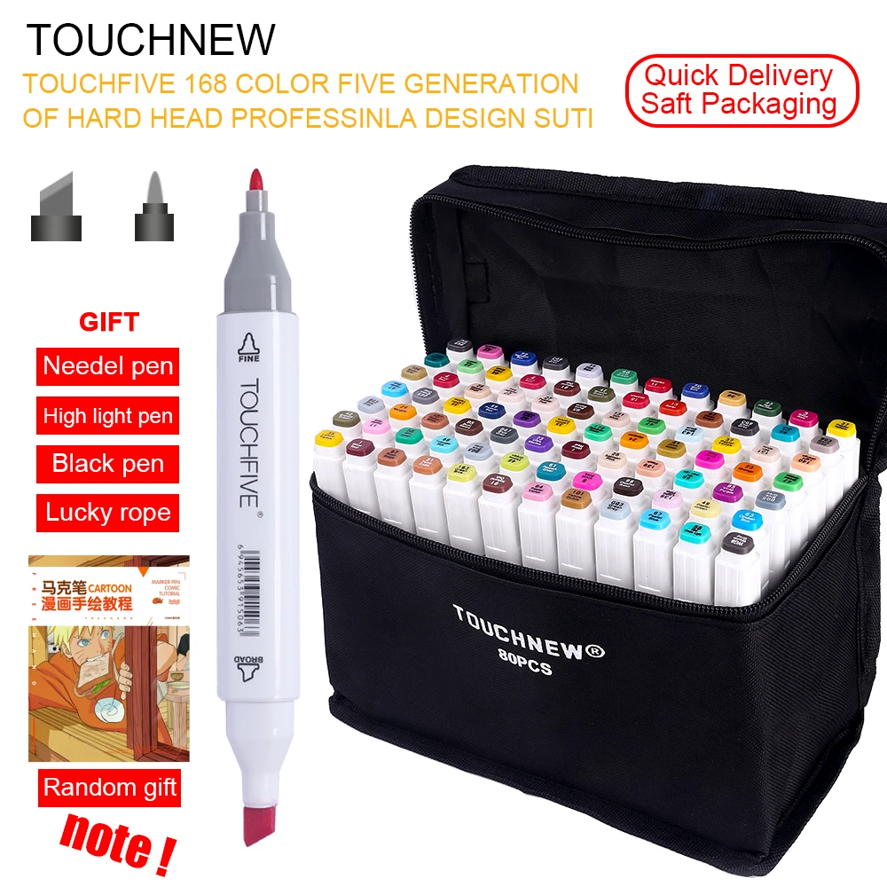

TouchFIVE 30/40/60/80/168 Color Art Markers Set Dual Headed Artist Sketch Oily Alcohol based markers Pen For Animation Manga