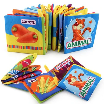 Baby Cloth Book Cartoon Animal Traffic Car Number Fruit Vegetable Cognize Book Kids Developing Early Educational Gift