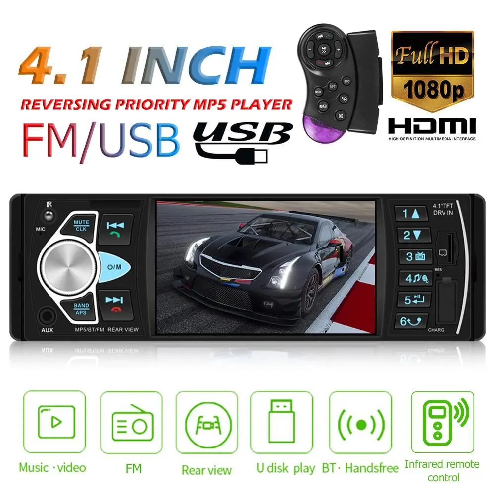 Car Radio Player 1 Din Autoradio 4022D Bluetooth 4.1" Touch Screen Support Rear View Camera Steering Wheel Contral Car Stereo
Car Radio Player 1 Din Autoradio 4022D Bluetooth 4.1" Touch Screen Support Rear View Camera Steering Wheel Contral Car Stereo