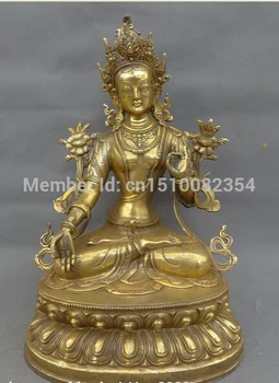 13" Tibet Bronze Gilt Buddhist Protect 7-Eyes White Tara Statue Lotus Goddess
13" Tibet Bronze Gilt Buddhist Protect 7-Eyes White Tara Statue Lotus Goddess