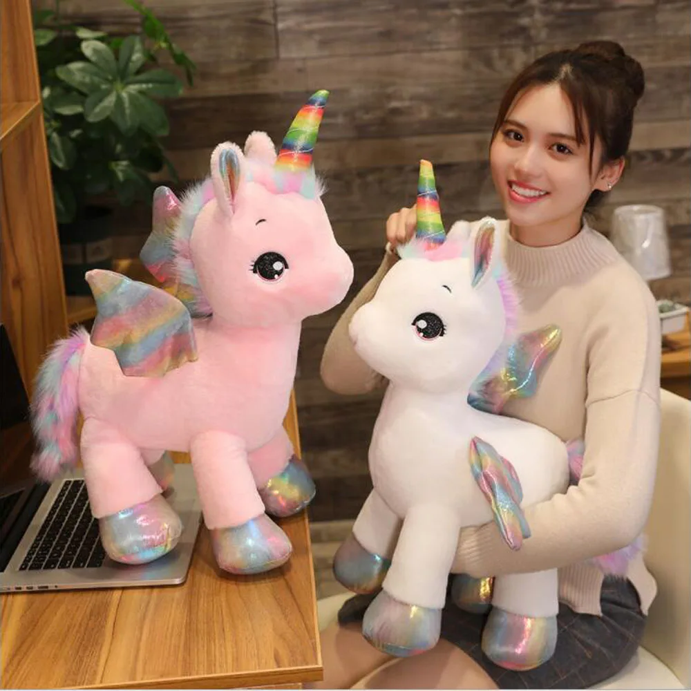 

New Unicorn Children Plush Toy Girl Doll Kids Stuffed Birthday Gift Cartoon Fly Horse