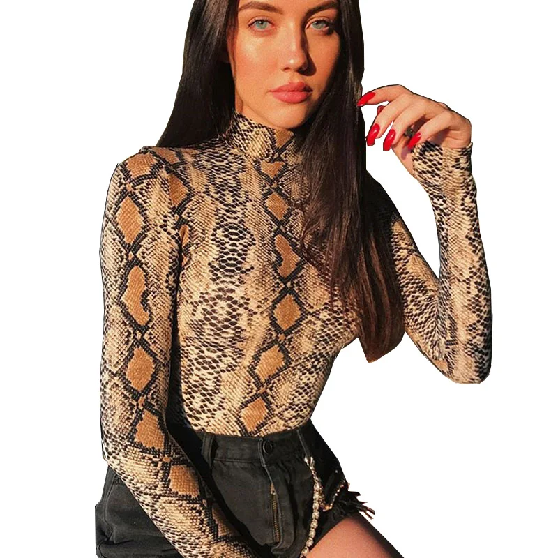 Women Newest Turtleneck Slim Snakeskin Long Sleeve Tshirt Fashion Nice Tight One-Piece Suit Pretty Lady Stylish Serpentine Tops
Women Newest Turtleneck Slim Snakeskin Long Sleeve Tshirt Fashion Nice Tight One-Piece Suit Pretty Lady Stylish Serpentine Tops