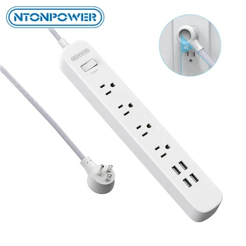 NTONPOWER Smart Power Strip US Multiple Plug Surge Protector Overload Protection White Braided Line For Nightstand Home Office
NTONPOWER Smart Power Strip US Multiple Plug Surge Protector Overload Protection White Braided Line For Nightstand Home Office