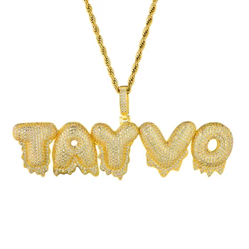 Hip Hop Iced Out Bubble Letters Custom Name Cubic Zircon Drip Chain Pendants & Necklaces For Men Jewelry With Tennis Chain
Hip Hop Iced Out Bubble Letters Custom Name Cubic Zircon Drip Chain Pendants & Necklaces For Men Jewelry With Tennis Chain