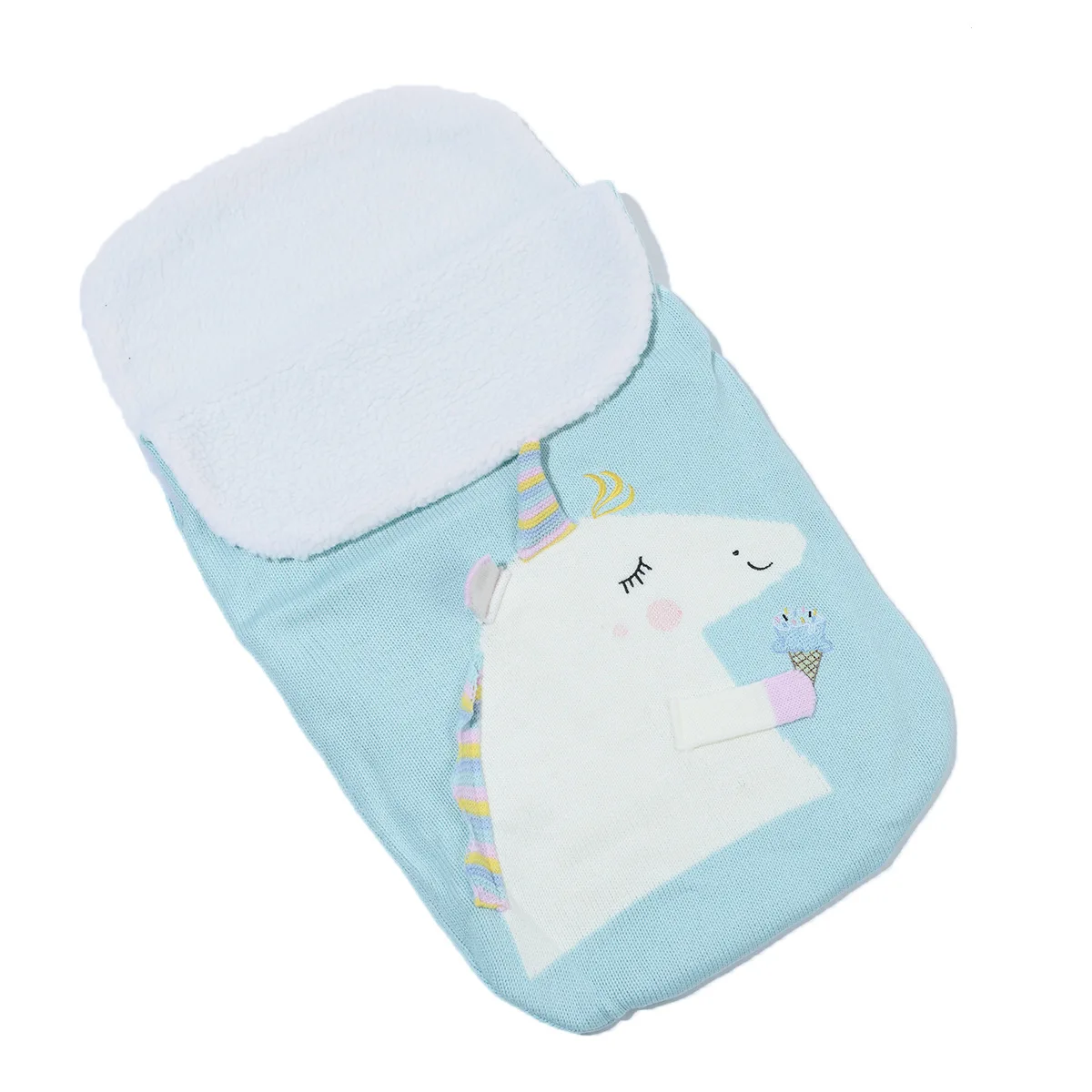 baby sleeping bag unicorn plus velvet knitted warm sleeping bag