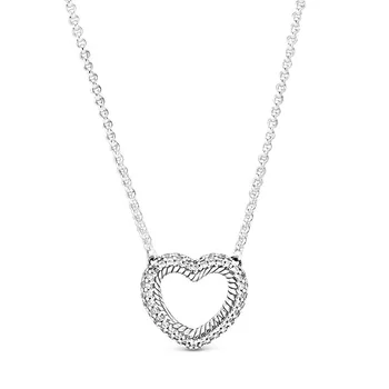 2020 NEW 100% 925 Sterling Silver Pave Snake Chain Pattern Open Heart Collier Necklace Fit Girl Original Fashion Jewelry Gift
2020 NEW 100% 925 Sterling Silver Pave Snake Chain Pattern Open Heart Collier Necklace Fit Girl Original Fashion Jewelry Gift