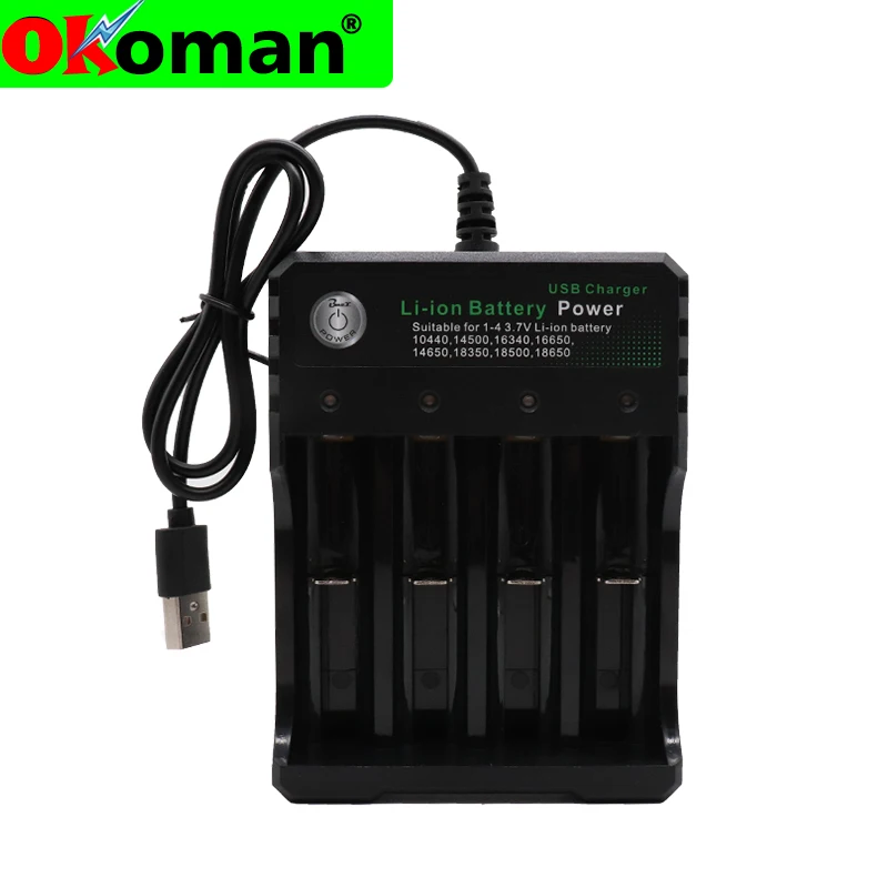 Фото 3.7V 18650 Charger Li-ion battery USB independent charging portable electronic cigarette 18350 16340 14500 charger | Электроника