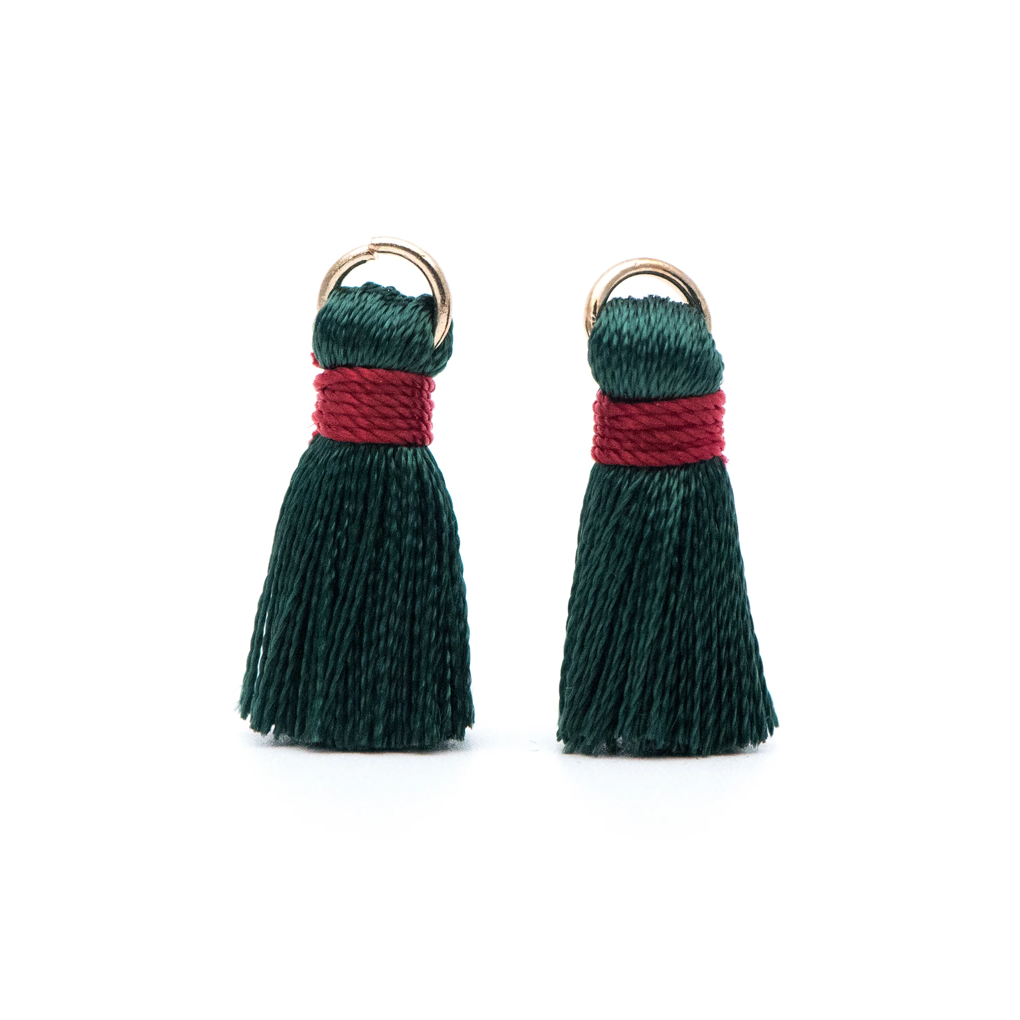 

10pcs Silk Tassels, Silky Tassels Wholesale, 24mm Small Tassel Charms, Christmas Green (FB-032-10)