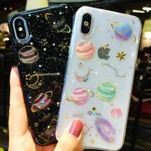 Creative שרבוט יקום נייד מעטפת עבור iPhone X XS XR XSMax 8 7 6 6S בתוספת אפוקסי Planet רך מעטפת זרוק הגנת כיסוי(China)