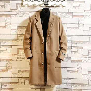 Woolen Jacket Winter Men's Wool Thicken Warm Lapel Medium Long Urban Slim Blend Coat Large Size M-5XL
Woolen Jacket Winter Men's Wool Thicken Warm Lapel Medium Long Urban Slim Blend Coat Large Size M-5XL